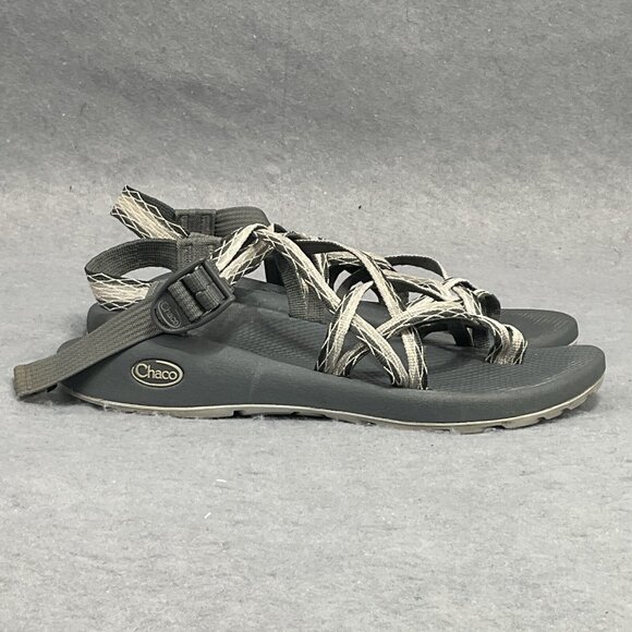 Chaco Z/ Volv X2 Woman's 10 Wide Black Gray Strappy Sandals Toe Loop - Picture 1 of 7